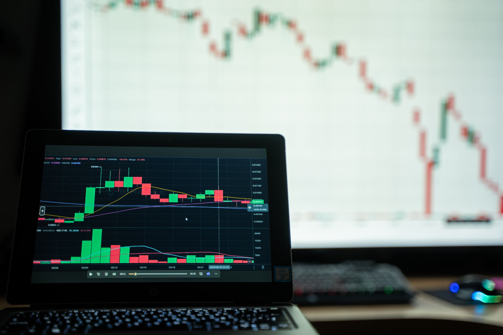 Funded Apex trader analyzing charts on a laptop